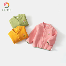 HHTU girl fleece coat baby warm foreign coat children winter clothing 2021 autumn and winter thick