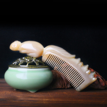 Snow Sea Horn Natural Horn Natural Horn High-end Custom Horn Comb Wash Massage Antistatic Squirrel Fine Tooth Comb