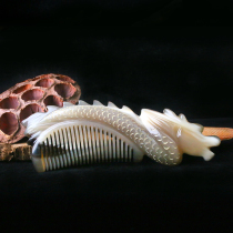 Snow Sea Horn Natural Buffalo Horn Antistatic Care Horn Comb High-end Custom Dragon Tattooed Handle Comb