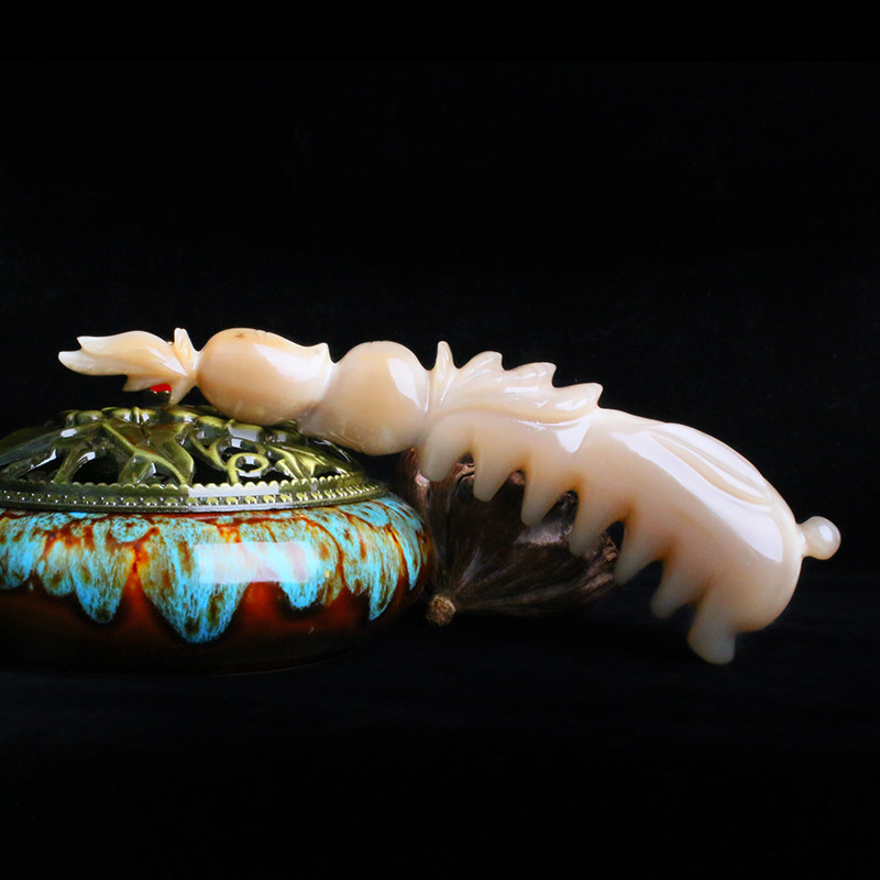 Snow Sea Horn Natural White Buffalo Horn Massage Comb Antistatic High-end Customised Rabbit Roperin Handle Comb