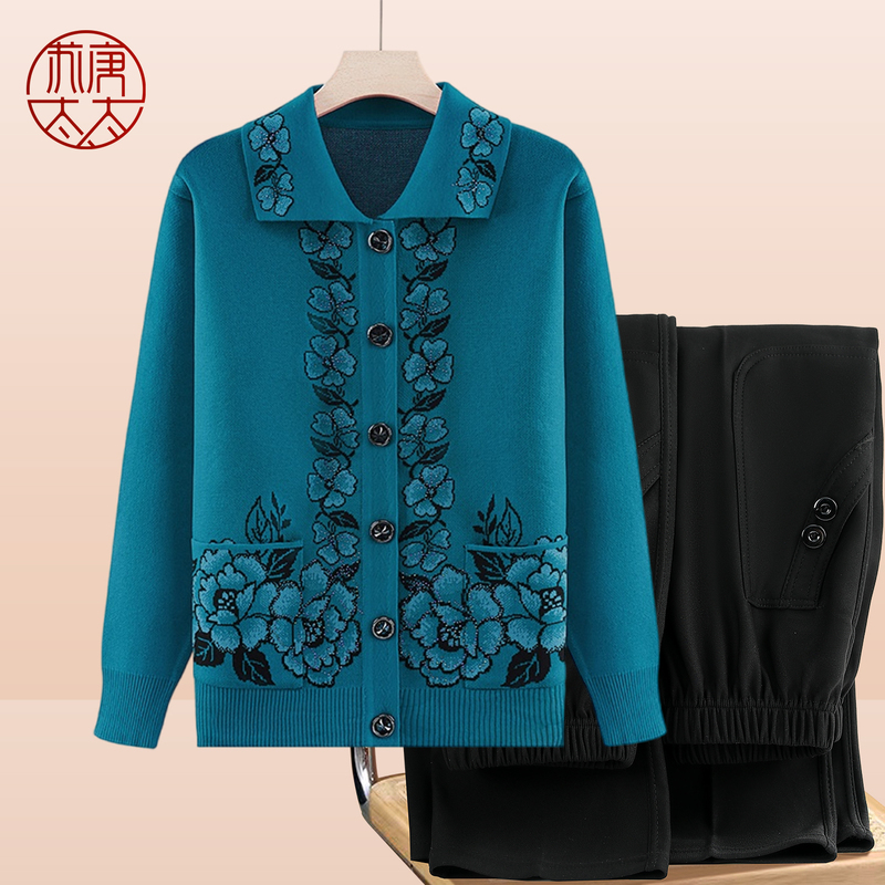 Spring and Autumn Knitted Sweater for Elderly Women, Grandma's Clothing, Cardigan, Coat, Loose and Casual for Mom and Wife Spring and Autumn Knitted Sweater for Elderly Women, Grandma's Clothing, Cardigan, Coat, Loose and Casual for Mom and Wife