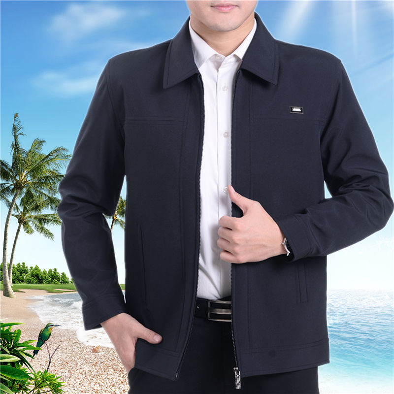 Trung niên và già áo khoác nam giới thường của mùa xuân mùa thu đang lớn ve áo jacket nam cha đầu mặc đơn giản của nam giới