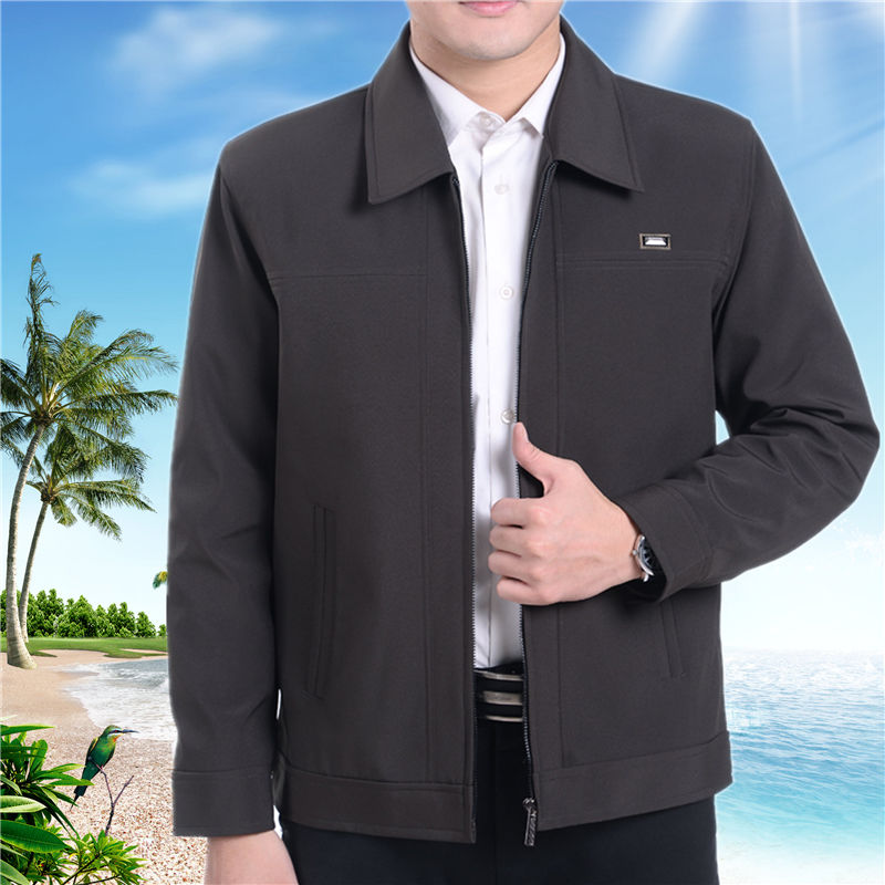 Trung niên và già áo khoác nam giới thường của mùa xuân mùa thu đang lớn ve áo jacket nam cha đầu mặc đơn giản của nam giới