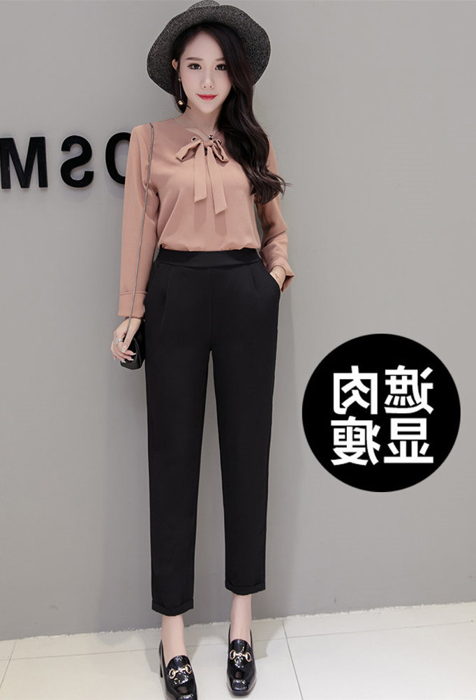 Mùa thu và mùa đông của phụ nữ béo mm thêm kích thước lớn chân quần harem dày cộng với quần nhung 200 kg quần âu cà rốt quần tây nữ ống suông đứng