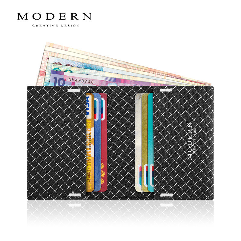 German MODERN anti-theft brush anti-magnetic RFID kpacket black tech male ultra-thin NFC shielded small wallet sleeve