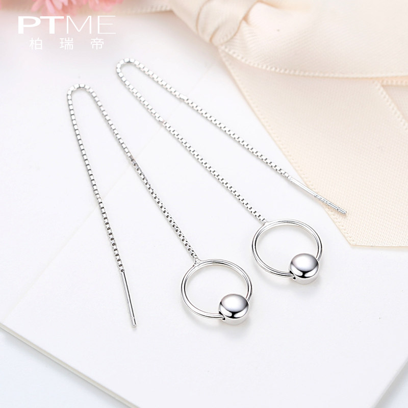Sterling silver earrings long version female temperament Korean simple and fresh all-match ring earrings earrings earrings earrings earrings are thin