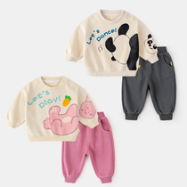 Baby Sweatshirt Sports Suit Printemps Automne Style Cartoon Korean Version Boy Girl Casual Dress Spring Clothing A Year Old Baby Clothes