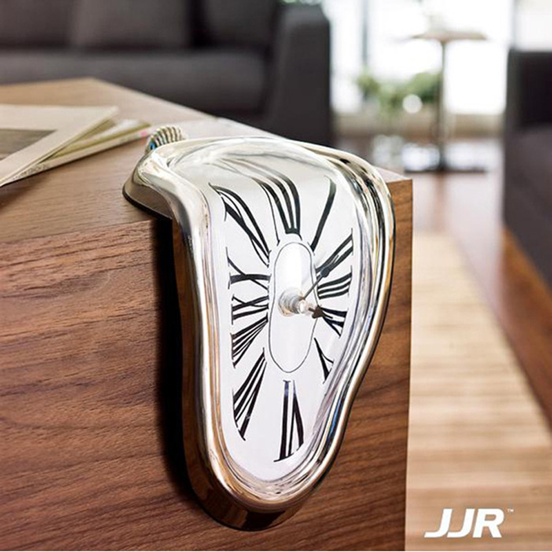 Mute Daley Clock Twist Profiled Melt Clock Pendulum Piece Tabletop Creative Man Gas Personality Art Decorate Roman Bell