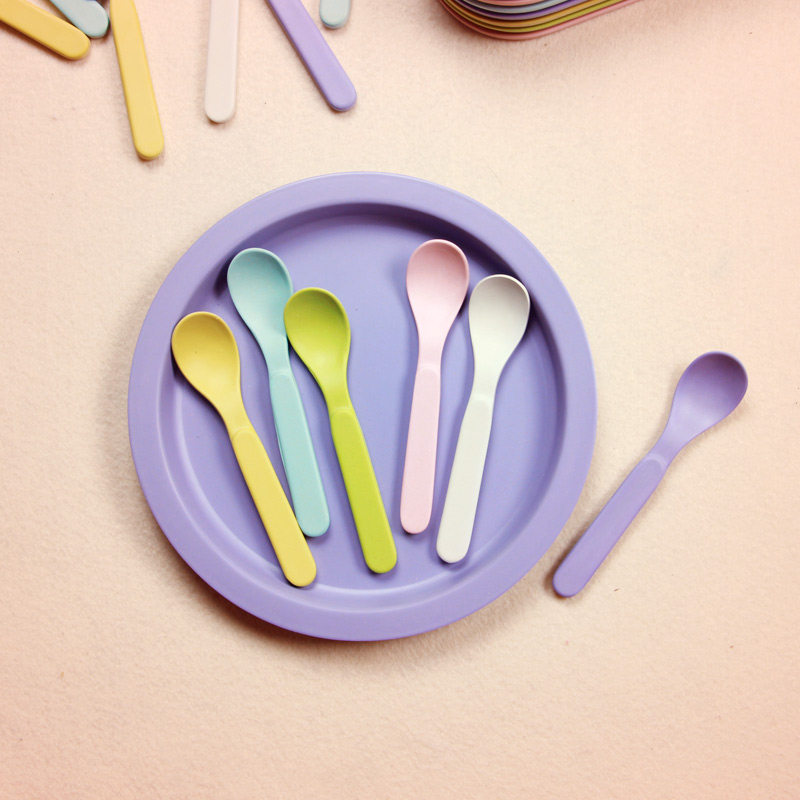 Orange Kerr cute bamboo fiber Korean baby food supplement fork spoon children's tableware baby long handle household eating spoon