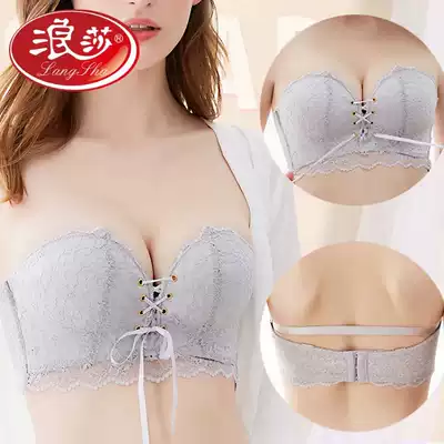 Langsha strapless underwear gathers non-slip upper chest sticking female thick small chest bra-wrap chest strapless strapless