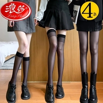 4 Double Surfsa Nets Red Jk Black Silk Socks Female Short Socks Summer Breathable Midtubes High Silo Stockings Calf Socks Socks