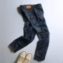 Vải là một điểm sáng, quần thật, chà nhám bên trong, quần jeans ống đứng thẳng đẹp trai quần jean nam ống rộng