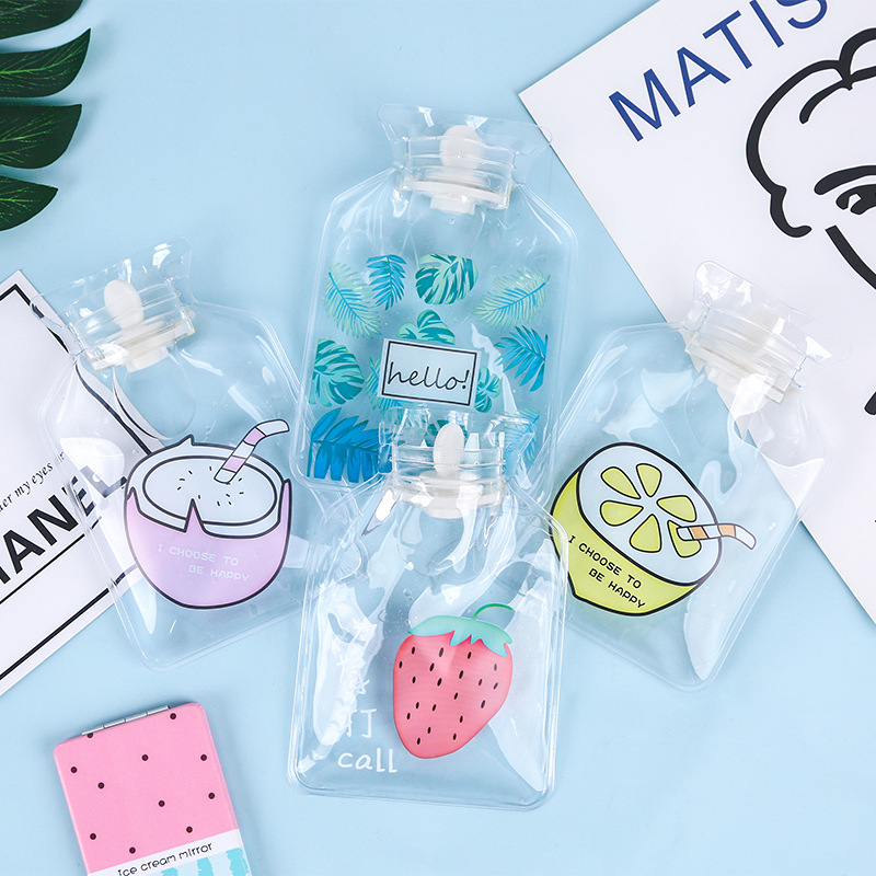 Cartoon PVC Mini Hot Water Bag Water Filled Water Warm Water Bag Explosion Proof Portable Transparent Trumpet Warm Hand Treasure