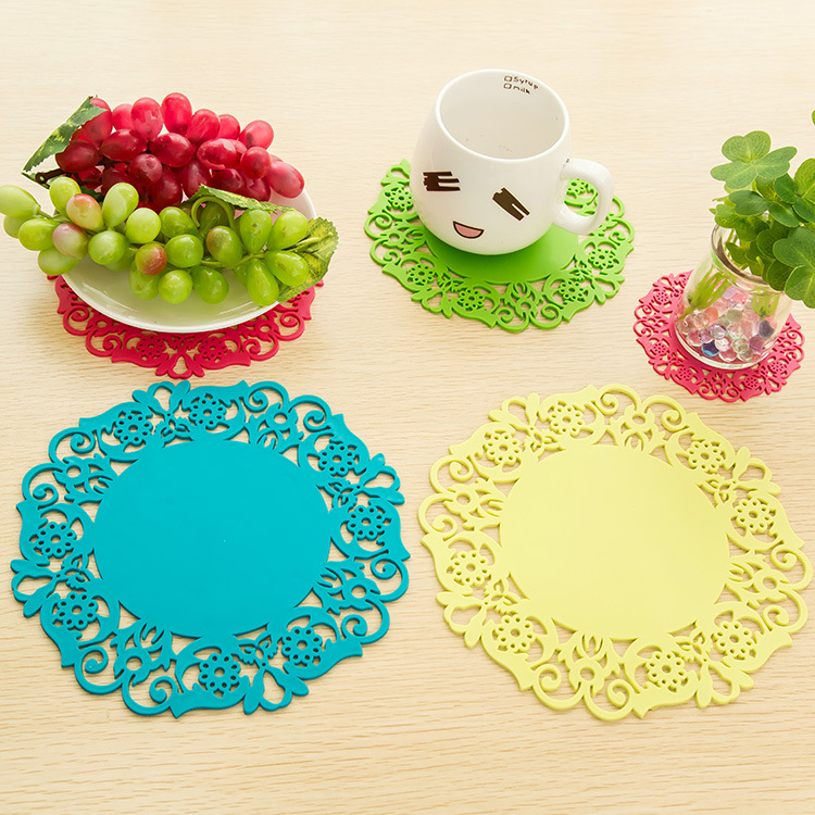 Round silicone coaster Lace flower tea coaster heat insulation pad non-slip coaster bowl plate placemat