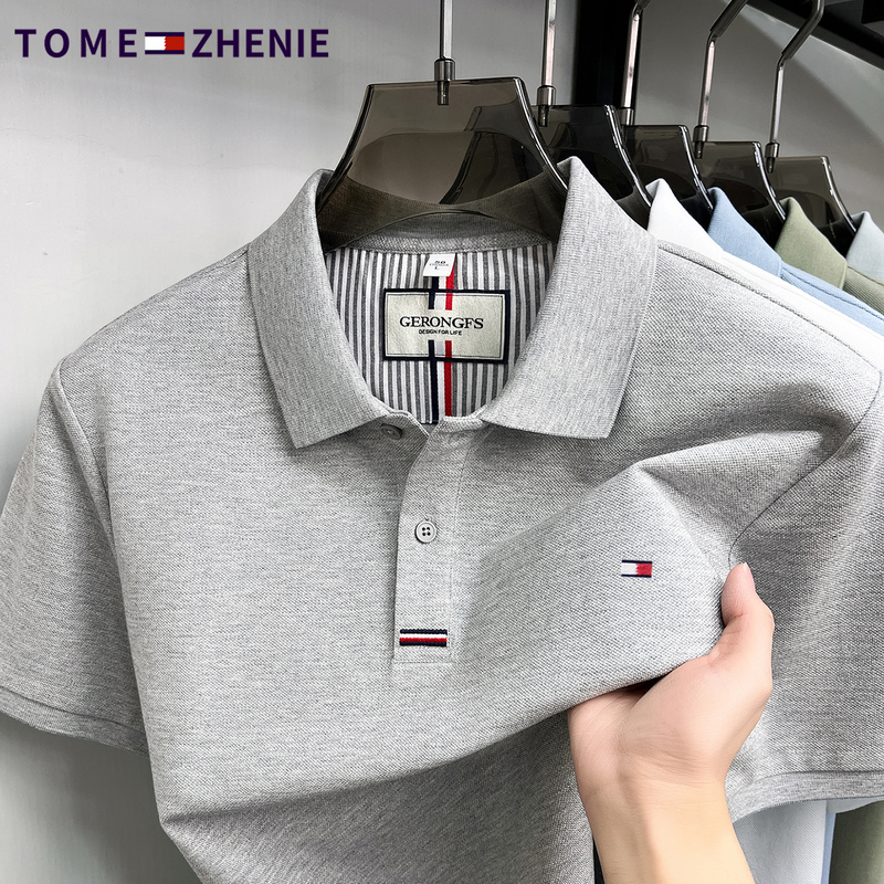 Tome Zhenie/Tommy Summer Pure Cotton Short-Sleeved T-Shirt Lapel Polo Shirt Men's Business Casual Middle-Aged Top Tome Zhenie/Tommy Summer Pure Cotton Short-Sleeved T-Shirt Lapel Polo Shirt Men's Business Casual Middle-Aged Top