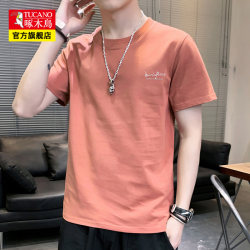Woodpecker Short-Sleeve T-Shirt for Men, Trendy Brand, Pure Cotton Base Shirt, Fashionable Summer Ice Silk Thin Loose-Fit T-Shirt for Men