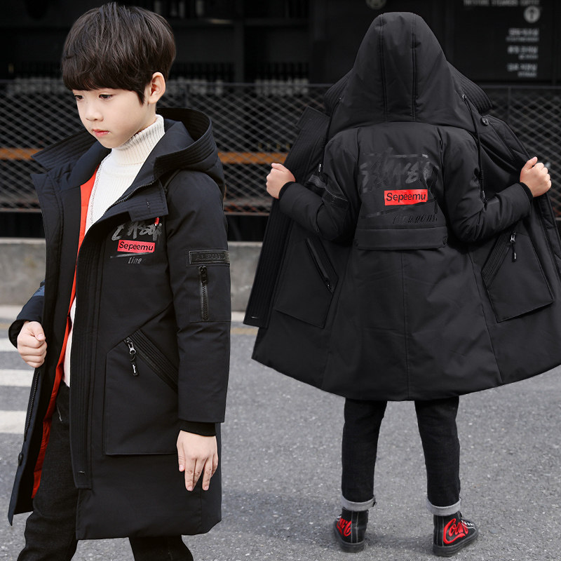Children's clothing in winter cotton clothes 2021 new medium - long cotton jacket medium - long cotton jacket 9 - 13 years old