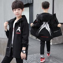 Childrens boys windbreaker jacket mid-length British style Korean style autumn clothing 2021 new boys spring and autumn medium and big children