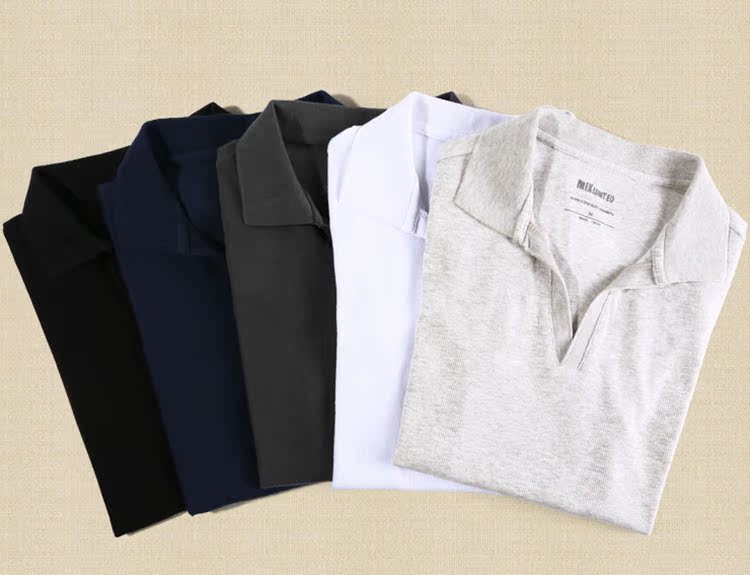 Mùa hè mới phong cách Cotton đứng cổ áo sơ mi polo nam Màu rắn lọt khe vạt áo ngắn tay Paul PL005 áo polo có cổ