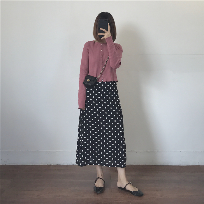 Muzi 18 mùa thu / trắng / đen / mận trắng! Retro dọc mẫu rắn màu ngắn phần mỏng đan áo len phụ nữ áo len gile