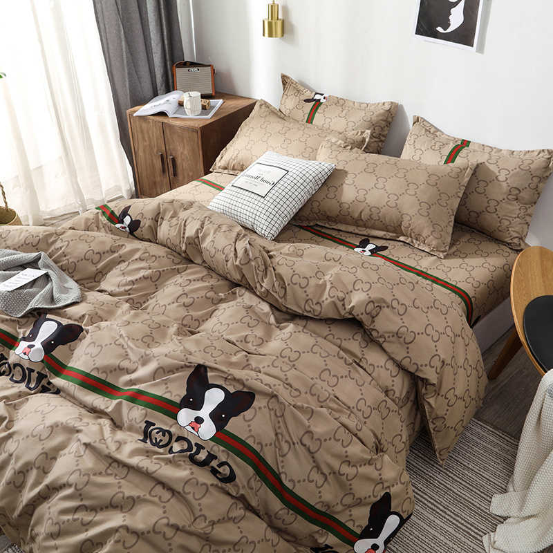 European and American fashion fashion brand net red bed four-piece set personality men and women quilt cover sheet student dormitory single three-piece