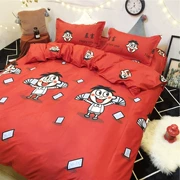 Red Tide mạng thương hiệu sinh gia đình bốn chic1.5 / 1.8 / 2.0 1.2 sinh viên ký túc xá ba mảnh vải quilt - Bộ đồ giường bốn mảnh