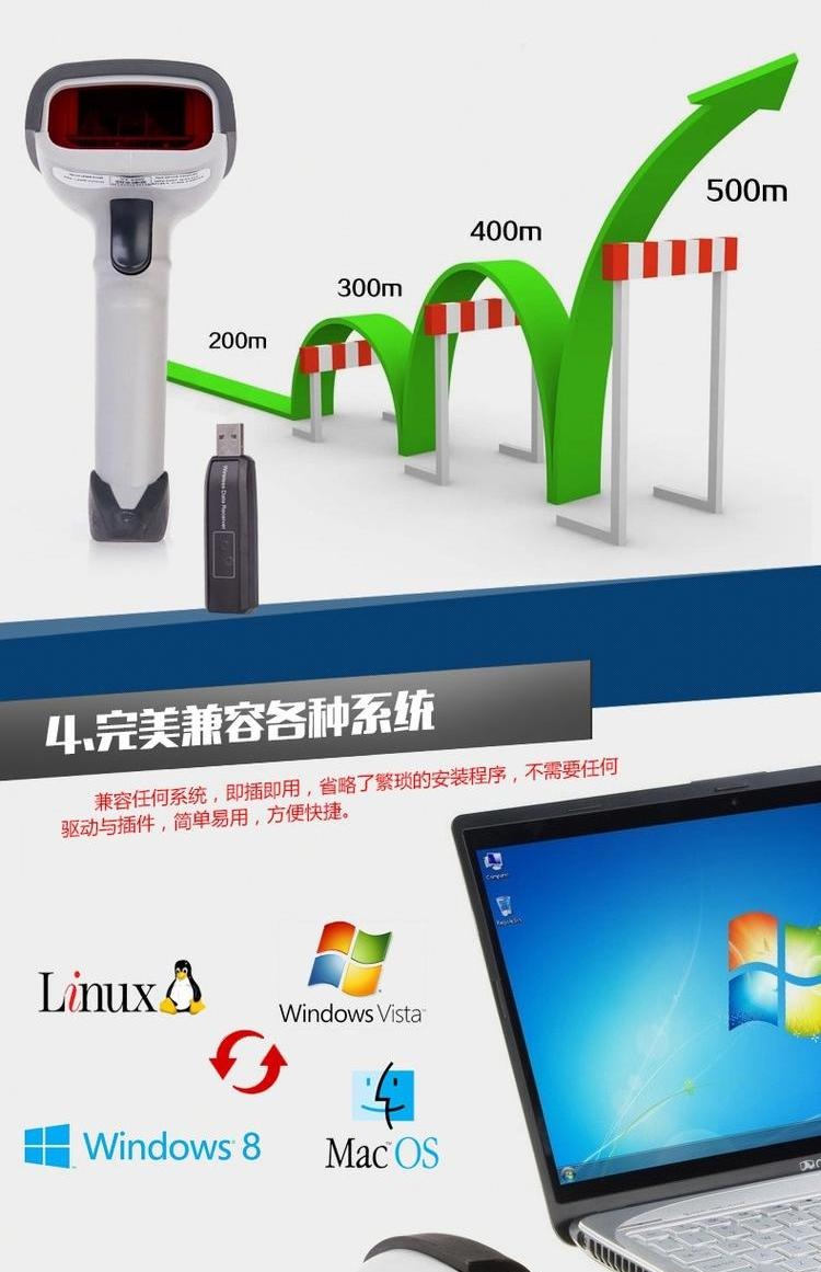 Xun ra 6900 máy quét súng không dây mã vạch máy quét lấy siêu thị hàng hóa nhanh mã quét súng máy tính tiền súng - Thiết bị mua / quét mã vạch