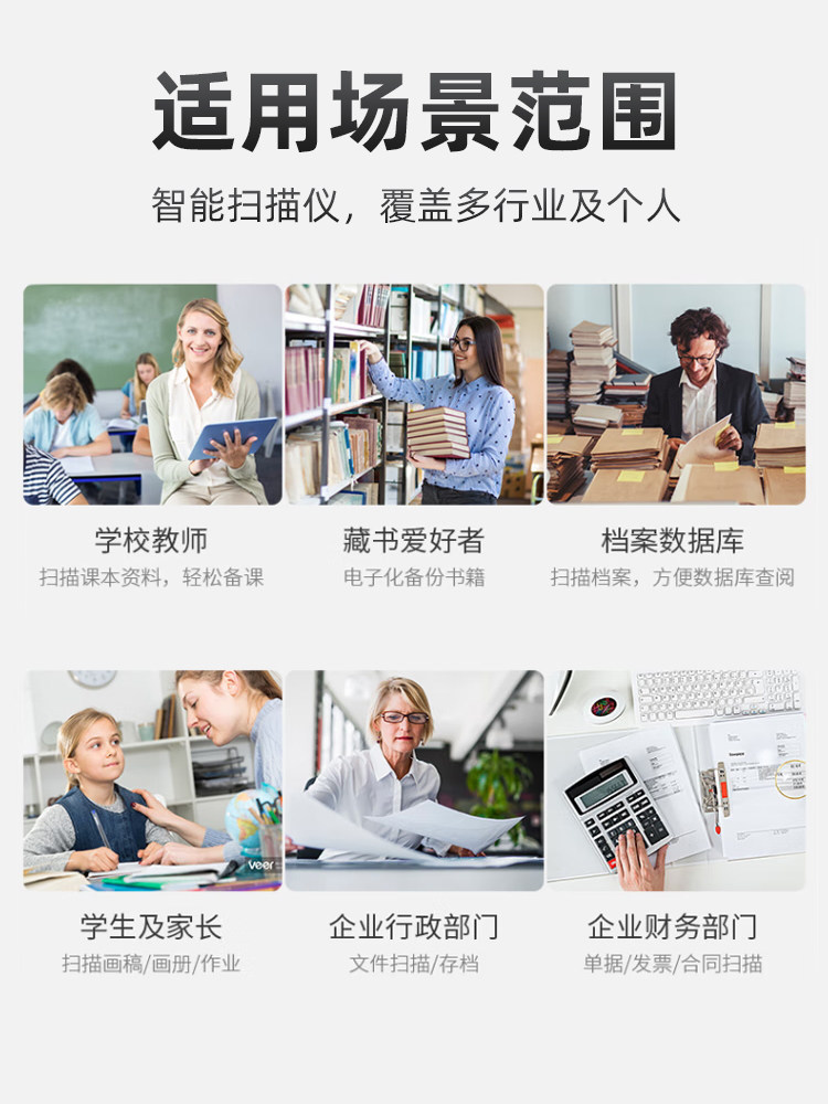 High-Definition Scanner with 20 Million Pixels, Professional Office A3/A4 Teaching Scanner for Documents, Test Papers, Books, No Need to Disassemble the Computer, Continuous Fast Automatic Scanning Machine