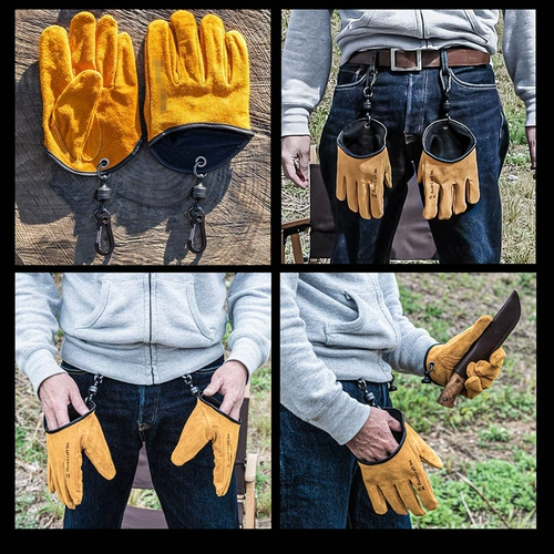 Дорожные кожаные магнитные износостойкие ретро желтые перчатки для кемпинга, из натуральной кожи