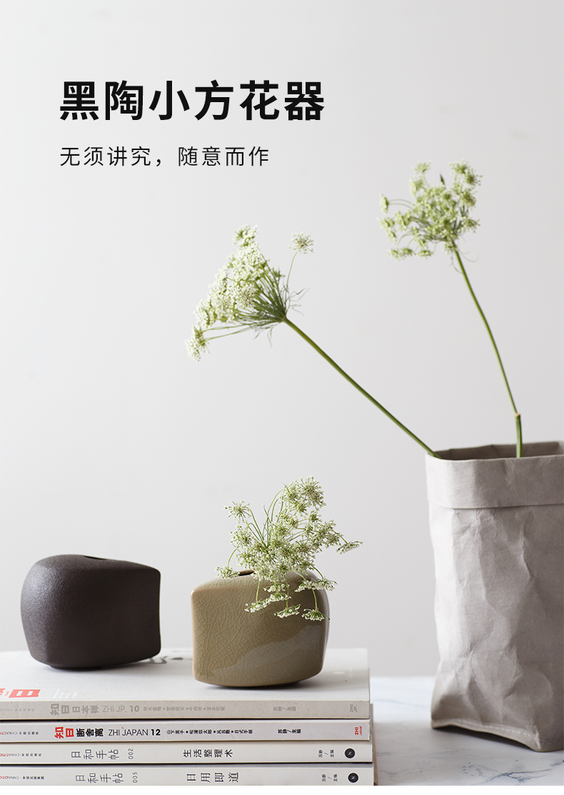 Japanese zen and creation of the elder brother of the black pottery up vase floral outraged home furnishing articles manually restoring ancient ways creative ceramic vase