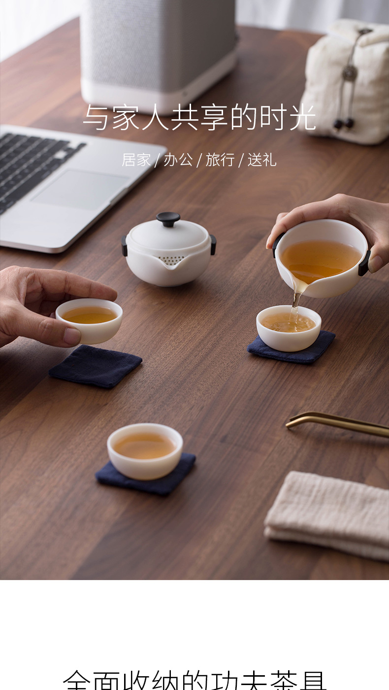 White porcelain crack cup travel tea set suit portable package a pot of three cups of teapot teacup with custom logo