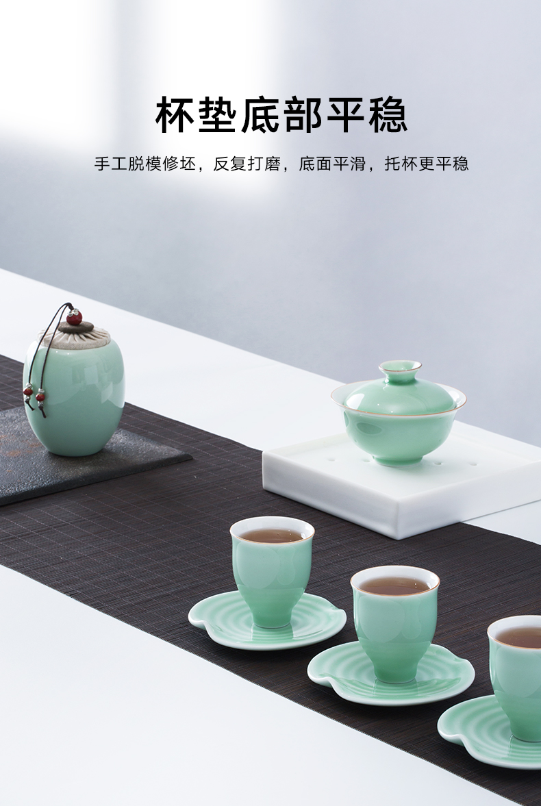 And creation of ceramic base cup tea accessories cup saucer kung fu tea cup cup mat mat saucer
