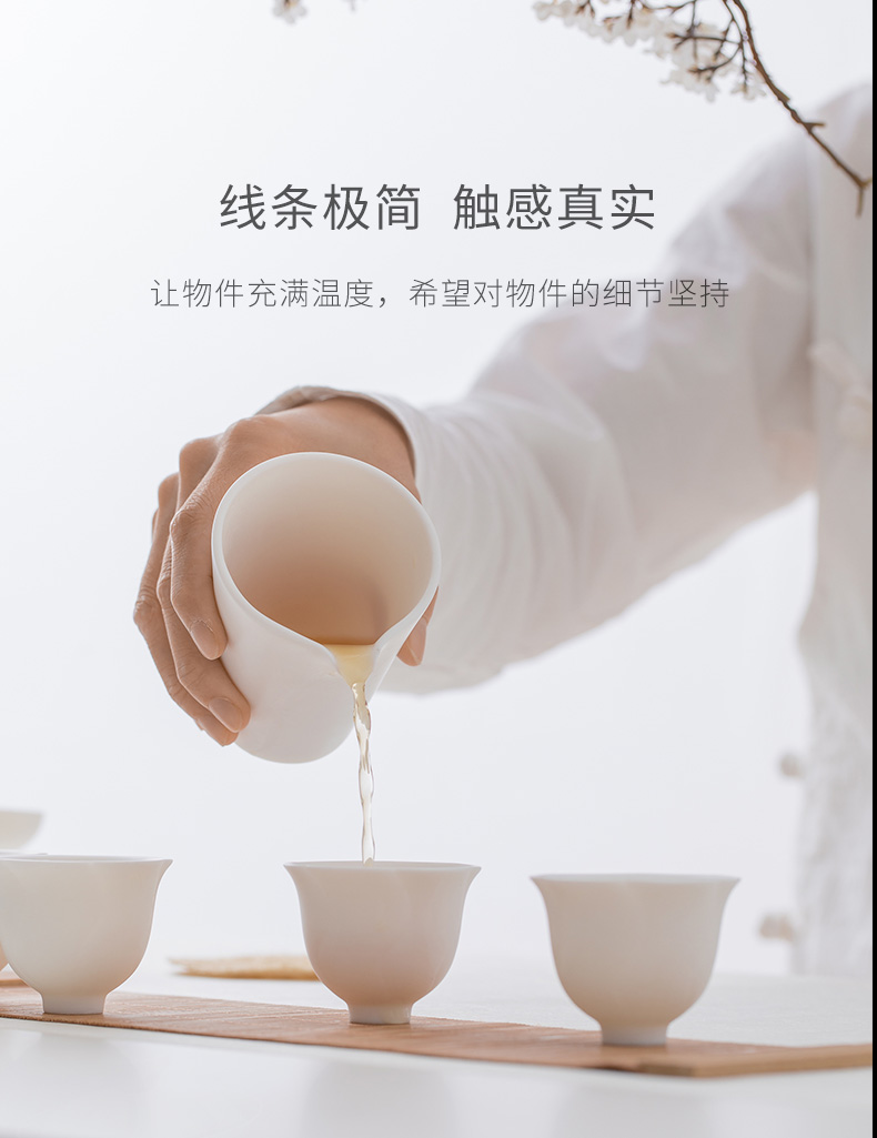 And creation of white porcelain kung fu tea set ceramic cup lid bowl suit household contracted style combination