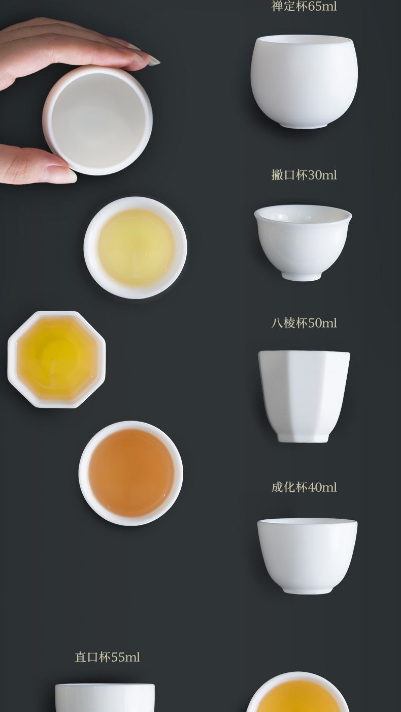 White porcelain ceramic cups and creation master cup single pure manual household kung fu tea sets sample tea cup