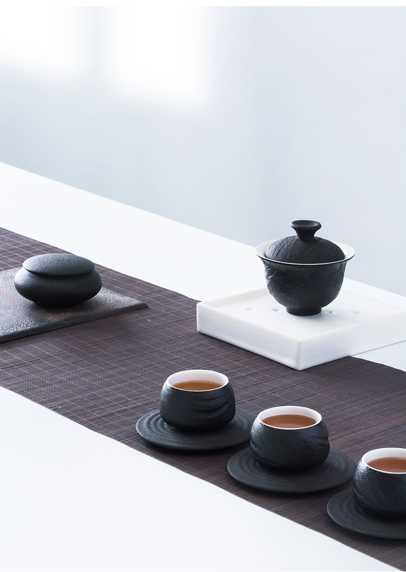 The creation of texture And tureen ceramic cups of black tea bowl of kung fu tea set household contracted coarse pottery finger bowl