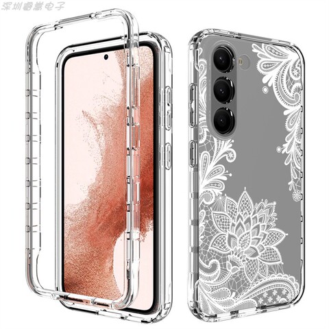 Girls Flower Illustration Tough Shockproof Transparent Clear Silicone TPU S23, S23 Plus, S23 Ultra Samsung Phone Case