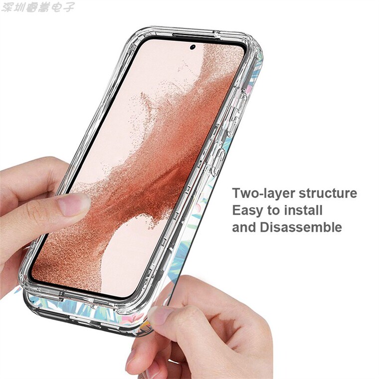 Girls Flower Illustration Tough Shockproof Transparent Clear Silicone TPU S23, S23 Plus, S23 Ultra Samsung Phone Case