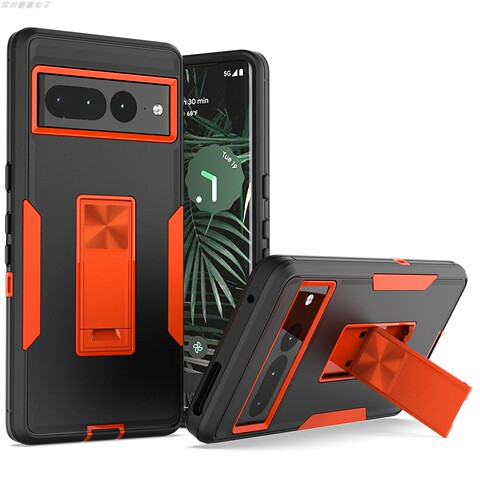Black + red — Tough Shockproof Rugged Hybrid Kickstand Function 7, 7 Pro Google Pixel Phone Case