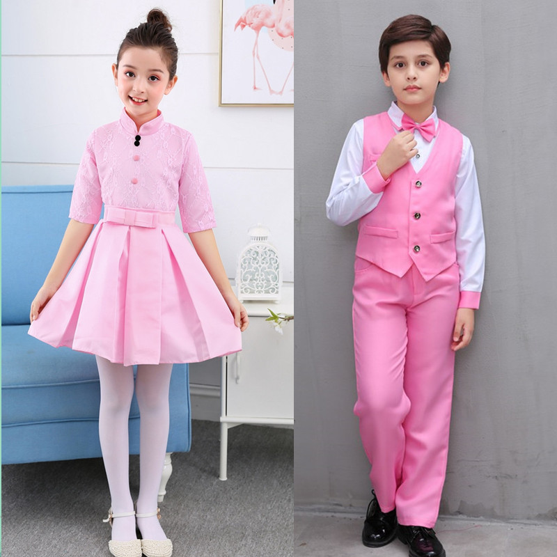 Trang phục trẻ em yếm bé trai và bé gái hoa vest đồng phục học sinh phù hợp với học sinh đọc trang phục nhóm hợp xướng quần áo trẻ em đẹp