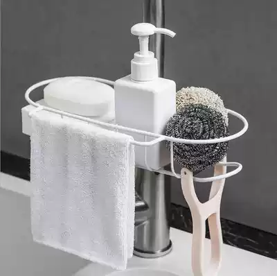 Faucet rack stainless steel creative kitchen dishcloth hanging basket sponge drain rack non-perforated sink storage shelf
