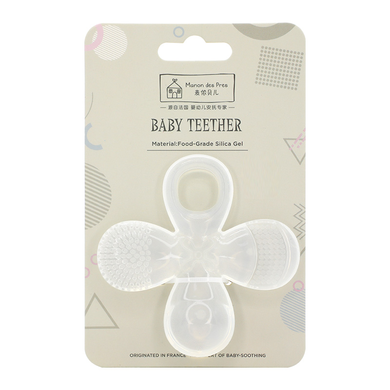 Mcnon Belle Baby Baby Anti-Eat Hand Four Leaves Grass Solid Donator Can Water Cook Food Grade Grinders Silicone Gel Pacifier Pacifier