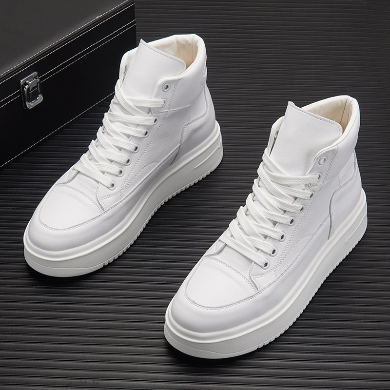 White High-cylinder Shoe Men 2022 New wave shoes thick bottom pine pastry small white shoes men's inner heightening sports casual shoes