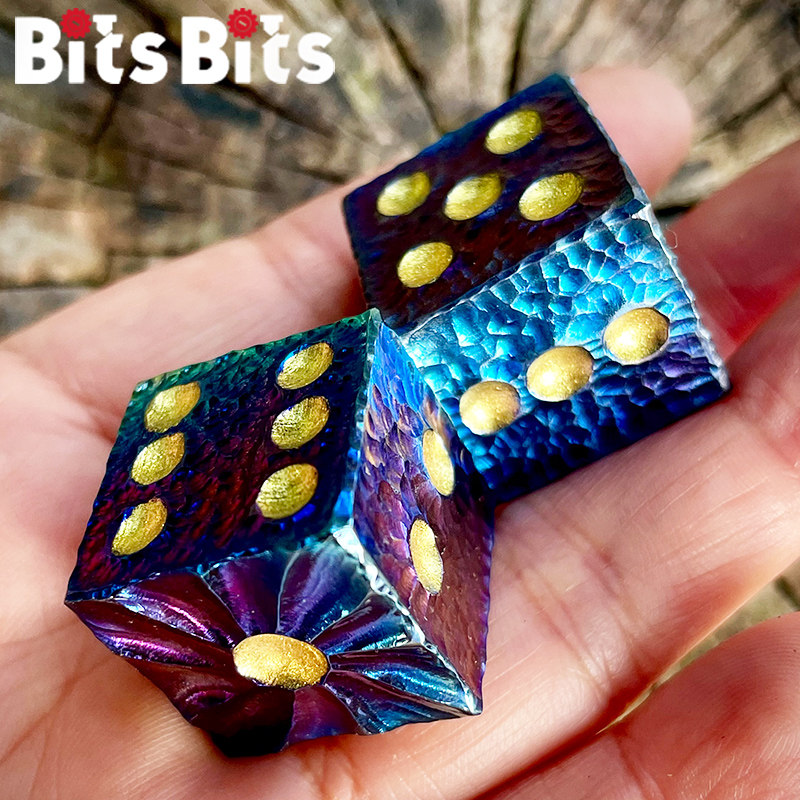 BitsBits titanium alloy engraving moon star meteorite color edc mahjong lucky game number dice dice