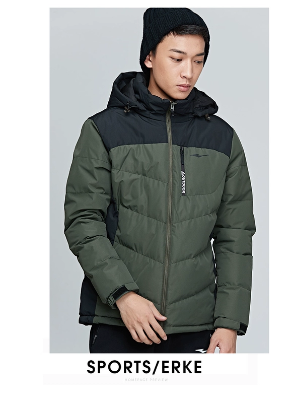 Áo khoác thể thao nam Hongxing Erke nam 2018 thu đông và quần áo cotton nam ấm áp áo gió giản dị mặc áo khoác chống gió áo khoác mũ lông