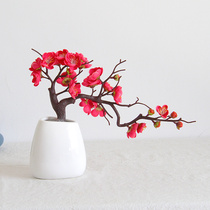Simulation of plum blossoms peach blossoms dried flowers magnolia bonsai living room fake flowers home ornaments study tea room decoration