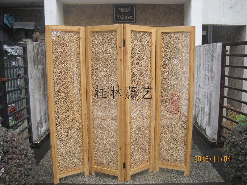 ширма 藤木屏风隔断藤艺屏风 藤编屏风 藤编家具藤折屏 Guilin Rattan