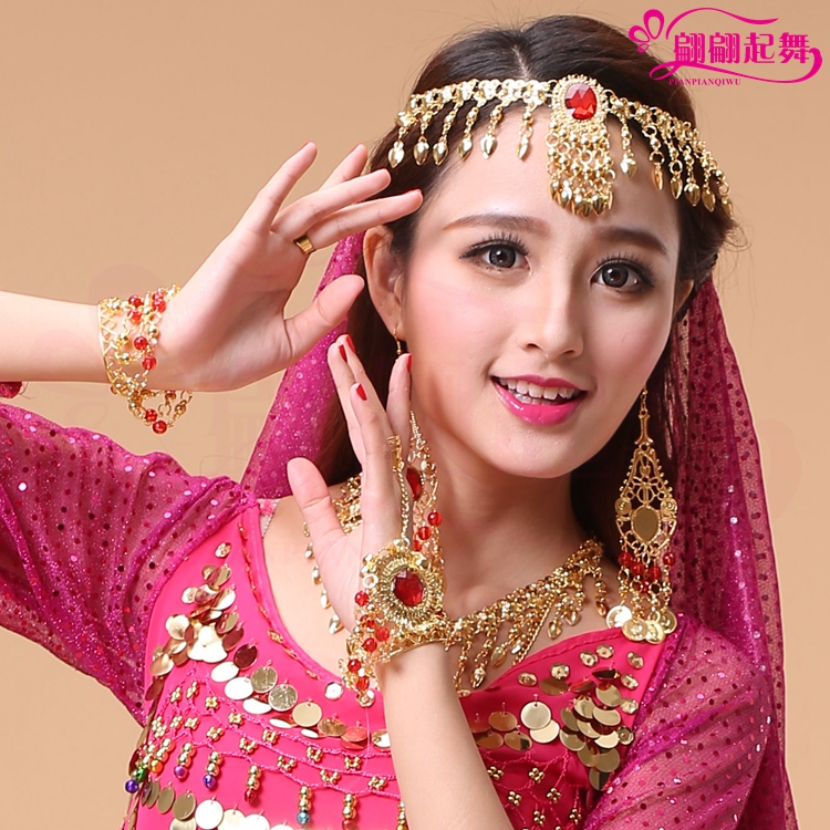 Mới Ấn Độ phụ kiện khiêu vũ biểu diễn trang sức múa bụng vòng cổ bông tai vòng đeo tay tiara đầu chuỗi khăn - Khiêu vũ / Thể dục nhịp điệu / Thể dục dụng cụ giày múa bale cho bé