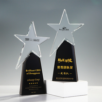 Crystal trophy customized metal resin thumb five-pointed star Teachers Day retired excellent advanced worker