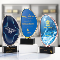 Metal Trophy Personality Customized Creative Enterprise Annual Meeting Staff Crystal Trophy Medal Customized Competition Awards Commemorative