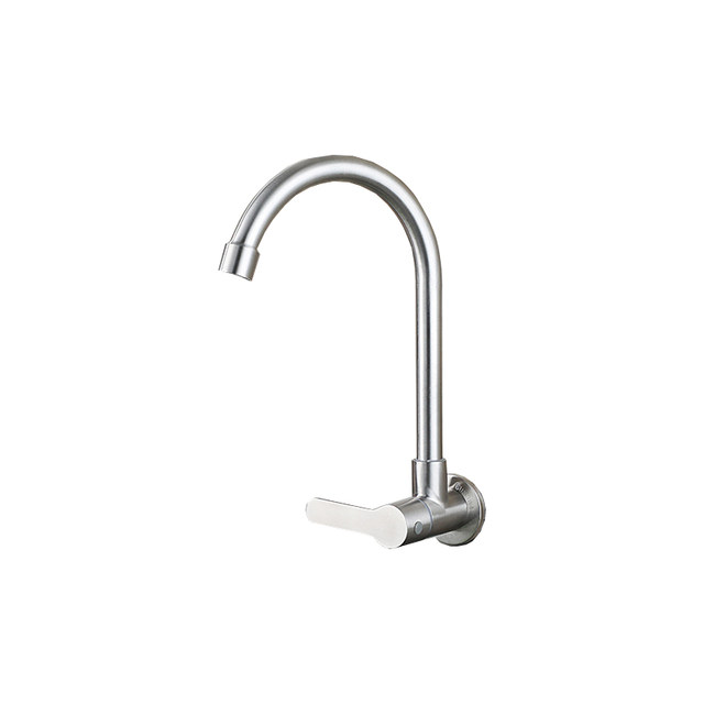 304 Stainless Steel Wall-Mounted Faucet, Single Cold Water, Kitchen Sink for Washing Dishes and Vegetables, Balcony Sink, Universally Rotatable